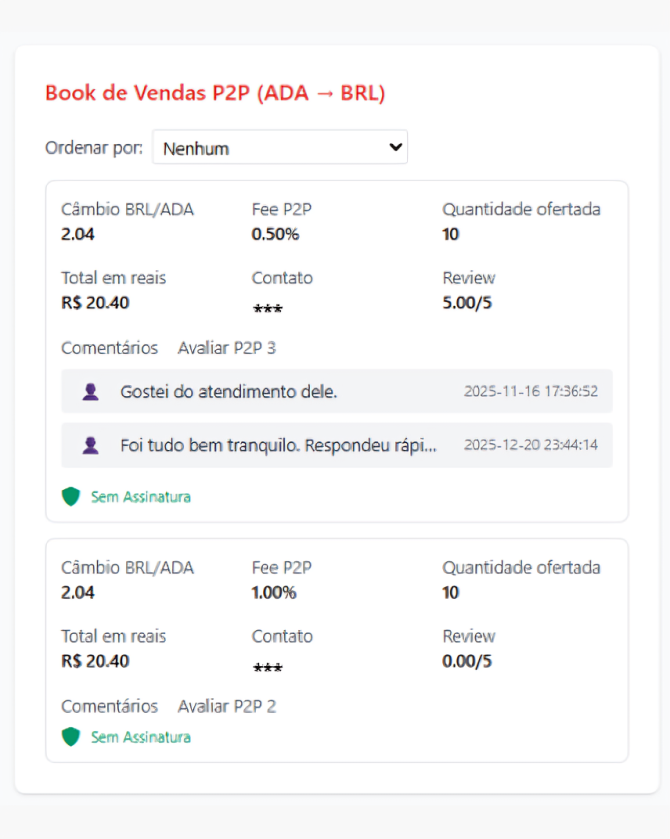 Comentários na Bitway